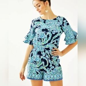 Lilly Pulitzer Navy and Aqua‎ Paisley Dress